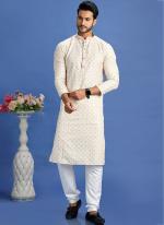 Cotton Beige Yellow Festival Wear Embroidery Work Kurta Pajama